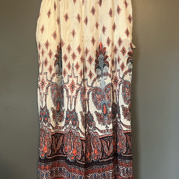 Free People Cream and Red Flowy Pants - Picture 3 of 7